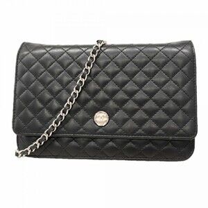 CHANEL Authentic Black Lambskin Leather Wallet